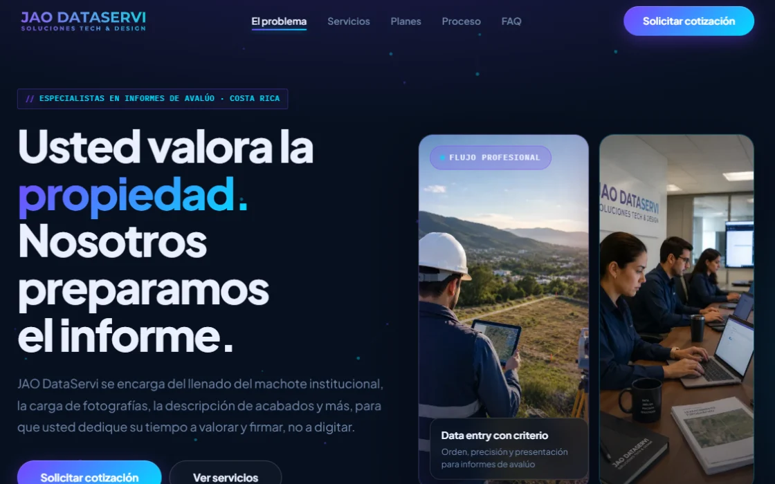 Sitio de JAO DataServi, versión 1 (antes del rediseño)